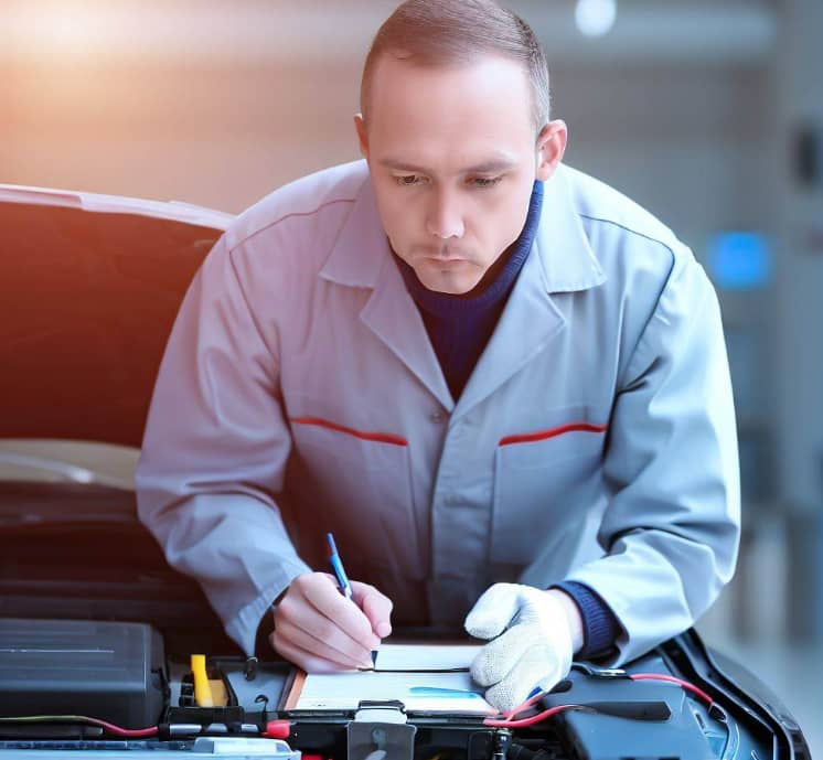checking Electric Car Battery